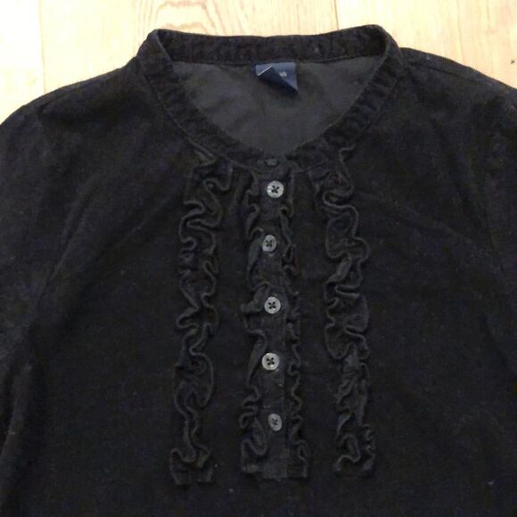 GapKids Black Corduroy Dress with Pocket Detail and Ruffles with Front Buttons - Picture 2 of 7